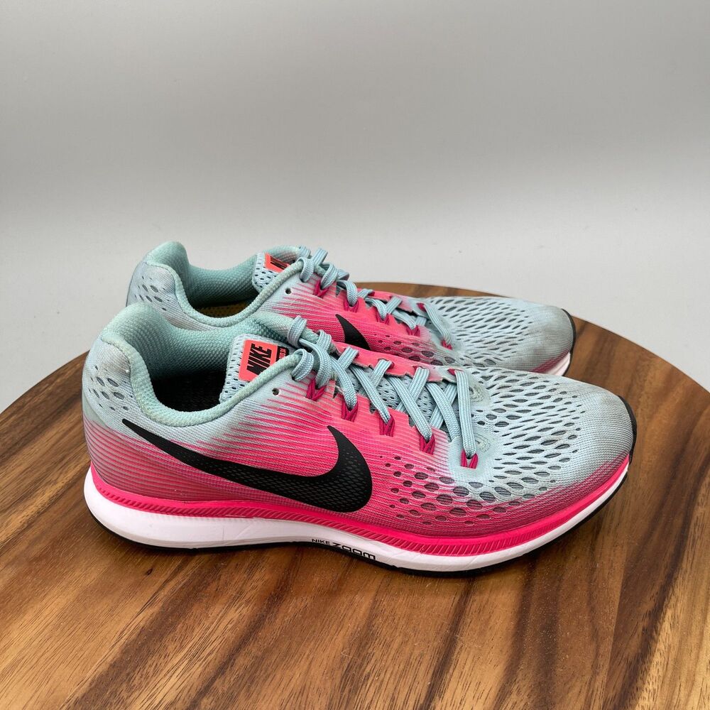 Nike Air Zoom Pegasus 34 Shoes Womens Size 8.5 Blue Pink Running Comfort Walking
